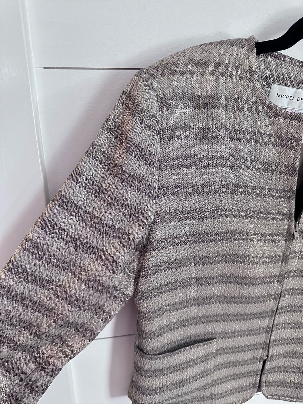 Micheal DesJardins 8 grey metallic stripe front zip old money Can made blazer - Picture 6 of 16